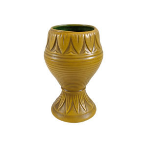 Vintage Mid-Century Mustard Yellow Chalice-Shaped Vase, 60's Chalk Floral Ware